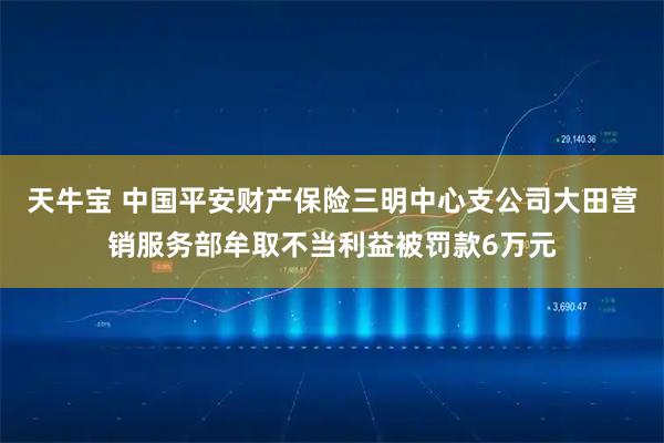 天牛宝 中国平安财产保险三明中心支公司大田营销服务部牟取不当利益被罚款6万元